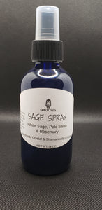 White Sage Smudge Spray With Palo Santo & Rosemary For Cleansing and Clearing Energy (4 ounce) Liquid Blend Alternative To Sticks, Incense Or Bundles: Handmade Crystal & Shamanically Charged